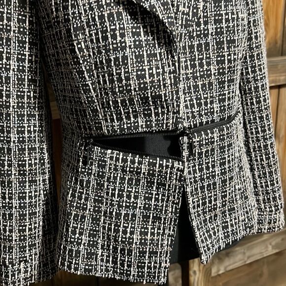 Kasper blazer career knit brown tan geometric polyester 6 FIRM on PRICE - Picture 8 of 9